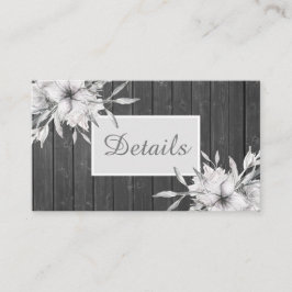 Cartão De Informações Cinzas elegantes. Detalhes de casamento