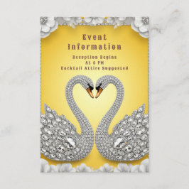Cartão De Informações 💍 Cisne de Cristal Casal Decoração Glam Estilo🌸