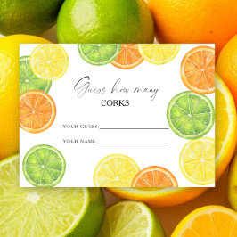 Cartão De Informações Citrus - adivinhe quantas rolhas jogo de noiva