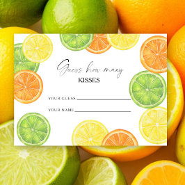 Cartão De Informações Citrus - adivinhe quantos beijos jogo de noiva