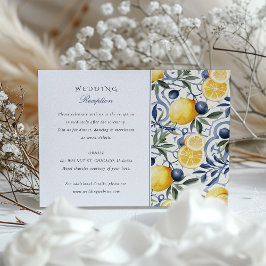 Cartão De Informações Citrus Bliss & Blue Azulejo Recepção de casamento