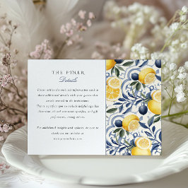 Cartão De Informações Citrus & Blue Azulejo Informações sobre Casamento