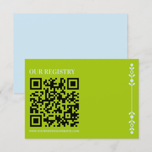 Cartão De Informações Citrus Green & Coastal Blue Wedding Registry (Frente/Verso)