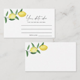 Cartão De Informações Citrus Lemon - Ideias noturnas de data \ Frasco de