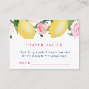 Cartão De Informações Citrus Lemon Watercolor Flores Rosa Fralda Raffle