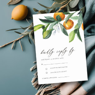 Cartão De Informações Citrus Orange Botanical Boho Weding RSVP