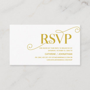 Cartão De Informações Classe Elegante, Script Dourado, resposta RSVP