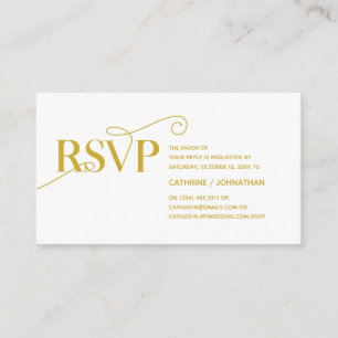 Cartão De Informações Classe Elegante, Script Dourado, resposta RSVP