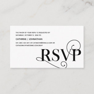 Cartão De Informações Classe Elegante, Script Preto, resposta RSVP