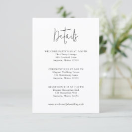 Cartão De Informações Classic Black and White Modern Wedding