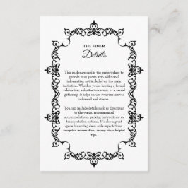 Cartão De Informações Classic Black and White Ornately Framed Wedding