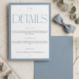 Cartão De Informações Classic Blue Monogrammed Wedding Information Card