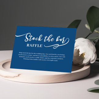 Cartão De Informações Classic Blue Script Stock the bar Bridal Shower