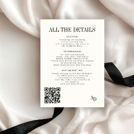 Cartão De Informações Classic elegant ivory old money wedding details