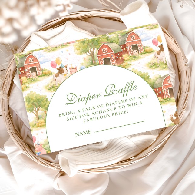 Cartão De Informações Classic Farm Animals Barnyard Diapper Raffle (Criador carregado)