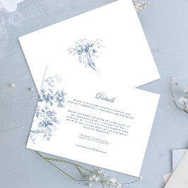 Cartão De Informações Classic French Blue Flowers & Ribbons Wedding