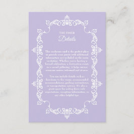Cartão De Informações Classic Lavender Purple Ornately Framed Wedding