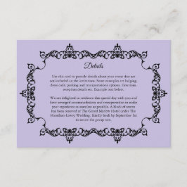 Cartão De Informações Classic Lavender Purple Ornately Framed Wedding