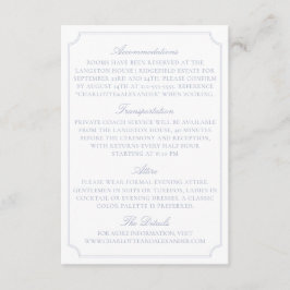 Cartão De Informações Classic Light Blue Fruit Bowl Wedding Details Card