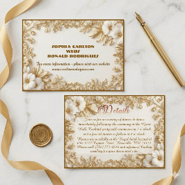 Cartão De Informações Classic Luxury Gold Ornate Royal Romantic Wedding 