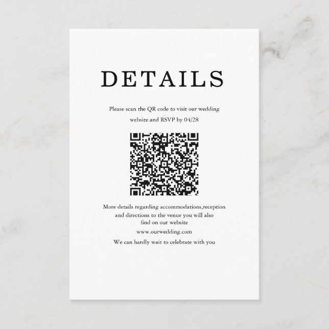 Cartão De Informações Classic Minimalist White & black Enclosure Card (Frente)