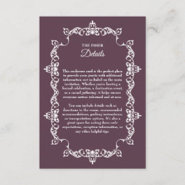 Cartão De Informações Classic Plum Purple Ornately Framed Wedding