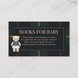 Cartão De Informações Classic Polo Teddy Bear Preppy Plaid Baby Shower