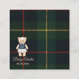 Cartão De Informações Classic Polo Teddy Bear Preppy Plaid Baby Shower 