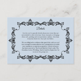Cartão De Informações Classic Powder Blue Ornately Framed Wedding