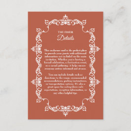 Cartão De Informações Classic Rustic Terracotta Ember Ornately Framed