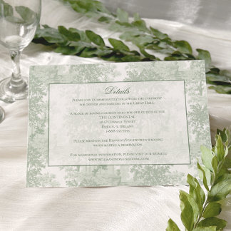 Cartão De Informações Classic Sage Green Landscape Toile Wedding