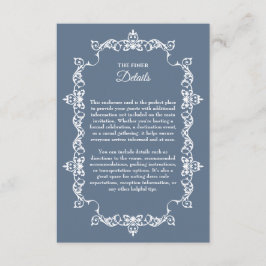 Cartão De Informações Classic Slate Blue Ornately Framed Wedding