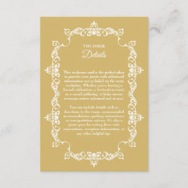 Cartão De Informações Classic Soft Gold Ornately Framed Wedding