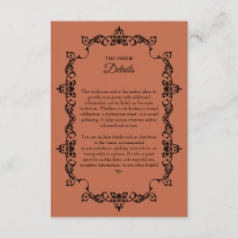 Cartão De Informações Classic Terracotta Clay Ornately Framed Wedding