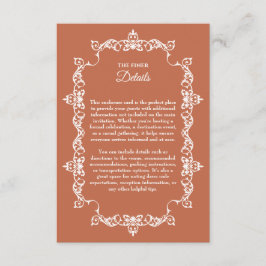 Cartão De Informações Classic Terracotta Clay Ornately Framed Wedding