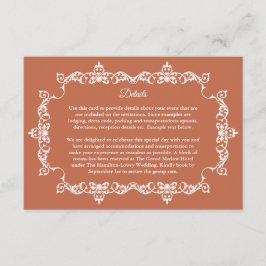 Cartão De Informações Classic Terracotta Clay Ornately Framed Wedding