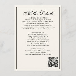 Cartão De Informações Classic traditional balck ivory wedding details