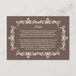 Cartão De Informações Classic Warm Mocha Brown Ornately Framed Wedding