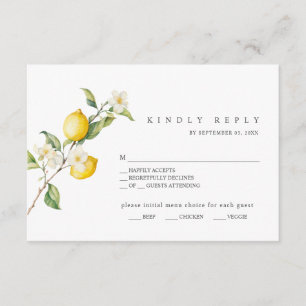 Cartão De Informações Clássico Citrus Lemon Summer Wedding RSVP Card