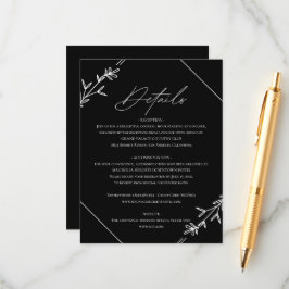 Cartão De Informações Clássico de Casamento Negro e Branco Minimalista M