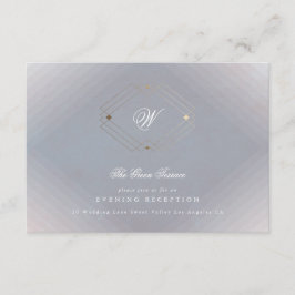 Cartão De Informações Clássico Deco Dourado Casamento de Caligrafia Cinz