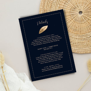 Cartão De Informações Clássico & Elegante I Azul Escuro I Casamento