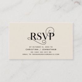 Cartão De Informações Clássico Elegante, Preto e Creme, resposta RSVP