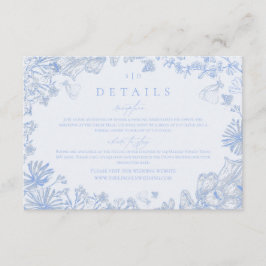 Cartão De Informações Clássico Envelope de Casamento Floral Azul Branco
