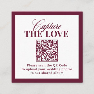 Cartão De Informações Clássico Luxo Código QR Casamento Capture o Amor