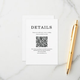 Cartão De Informações Clássico Minimalista Qr simples Branco & preto