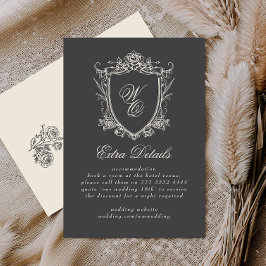 Cartão De Informações Clássico Monograma Formal Floral Casamento