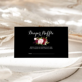 Cartão De Informações Clássico preto tropical e Fralda borgonha Raffle