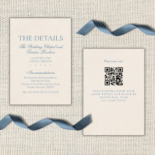 Cartão De Informações Clássico Script Elegante Azul Poeirento