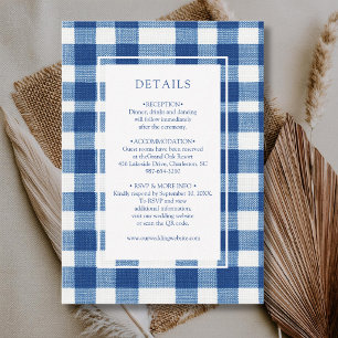 Cartão De Informações Clássico Xadrez Azul Bebê Azul Detalhes Gingham